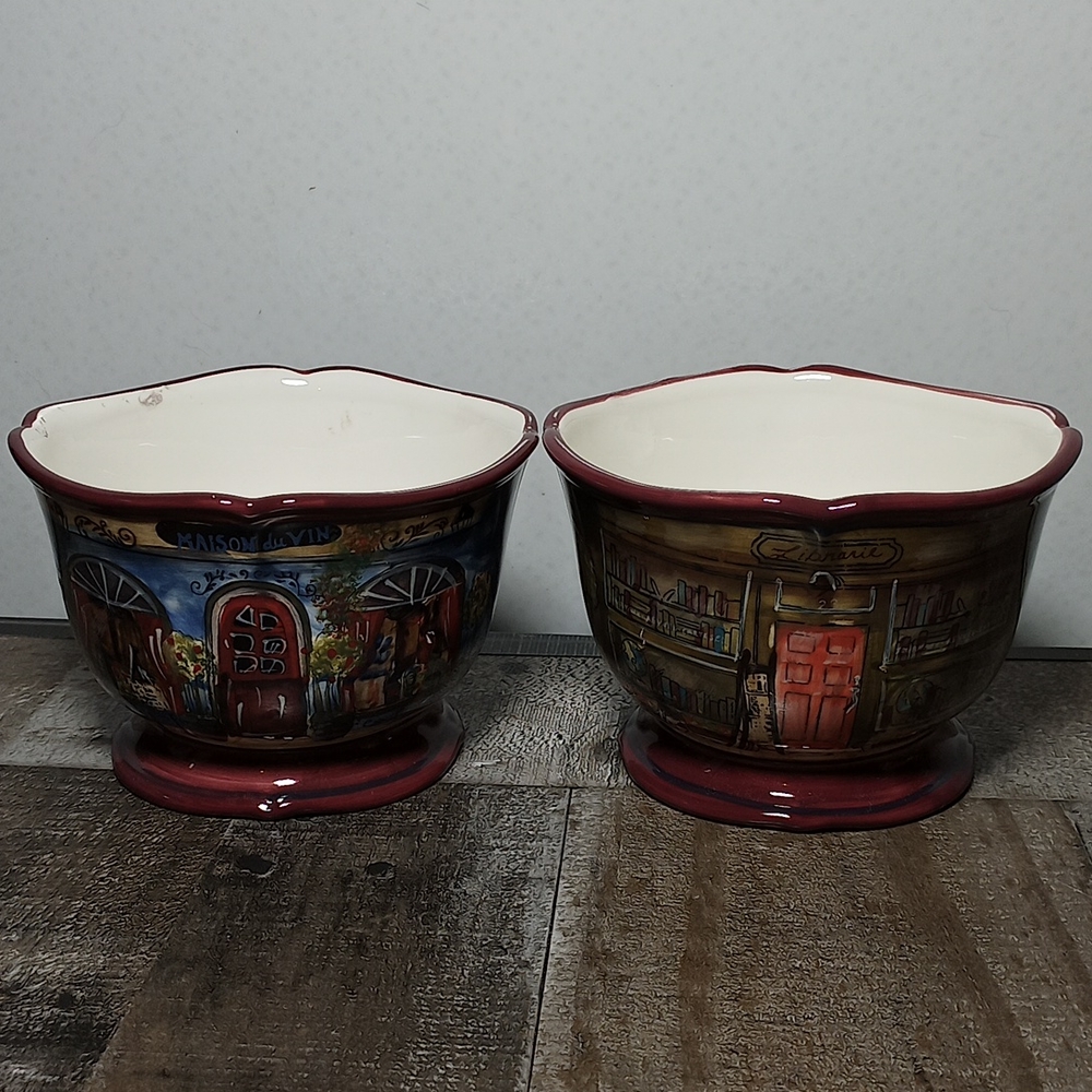 Vtg Certified International French Boulevard Set Of 2 Cereal Bowls Kate Mcrostie